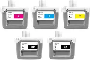 Ennovor PFI-310 Ink Tank Replacement for Canon PFI-310MBK PFI-310BK PFI-310C PFI-310M PFI-310Y Ink Cartridge for ImagePROGRAF TX-4100 TX-4000 TX-3100 TX-3000 TX-2100 TX-2000 Printer 5-Pack 330ml Each