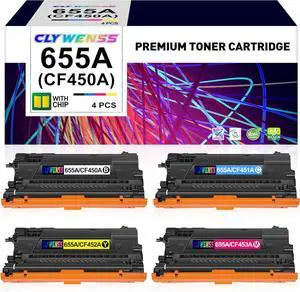 Ennovor 655A Toner Cartridge 4 Pack Replacement for HP 655A CF450A for Color Enterprise M681 M652 M653 M682 Printer (Black Cyan Yellow Magenta)