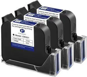 Ennovor 3pcs 1" Original 72ml Quick-Drying Handheld Inkjet Printer Ink Cartridge for 1 inch/25.4mm Printing Height Intelligent Inkjet Printer E15-1/E16-1 and More,Black