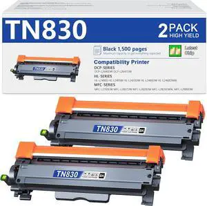 Ennovor TN830 Toner Cartridge (Black, 2-Pack) Replacement for Brother TN830 TN830XL to use with HL-L2460DW HL-L2405W HL-L2400D HL-L2480DW MFC-L2820DW MFC-L2820DWXL Printer