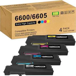 Ennovor Phaser 6600|WorkCentre 6605 Toner Cartridge, 106R02228 106R02227 106R02226 106R02225 Replacement for Xerox Phaser 6600 6600N 6600DN WorkCentre 6605N 6605DN Printer (4 Pack)