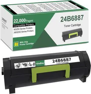Ennovor 24B6887 M3250 XM3250 Toner Cartridge Black (with Chip) Repalcement for Lexmark 24B6887 Toner Cartridge for M3250 XM3250 Laser Printers, 1 Pack Remanufactured High Capacity Cartridge M3250