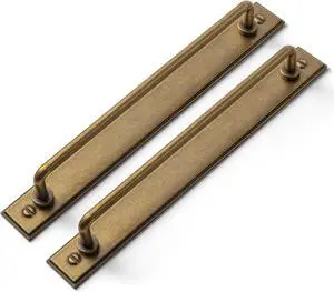 Ennovor Goo-Ki 2 Pack 7 9/16'' Center to Center Antique Brass Cabinet Bar Pulls with Plaquette Backplate Vintage Drawer Handles Closet Classic Home Kitchen Improvement Hardware