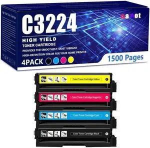 Ennovor Compatible C3224 High Yield Toner Cartridge Replacement for Lexmark C3224 C3326 MC3224 MC3326 C3224dw C3326dw C3426dw MC3224i MC3326i Printer, No Chip, 4 Color-1 Pack
