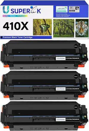 Ennovor High Yield Toner Cartridge Compatible for HP CF410X 410X CF410A 410A to use with Color Laser Jet Pro M477fdw M477fdn MFPM477fnw M452dw 452dn 452nw MFP M377dw Printer InkBlack, 3-Pack