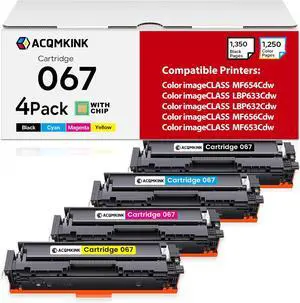 Ennovor Cartridge 067 CRG067 Toner Cartridge Set 4 Pack Replacement for Canon 067 Color imageCLASS MF656Cdw MF653Cdw MF654Cdw Printer Ink (Black/Cyan/Yellow/Magenta)