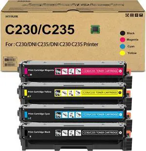Ennovor C230 C235 Toner Cartridge Extra High Yield with New Chip (BK:5,550 Pages,CMY:4,550 Pages) 006R04391 006R04392 006R04393 006R04394 Replacement for Xerox C230/DNI C235/DNI C230 C235 Printer