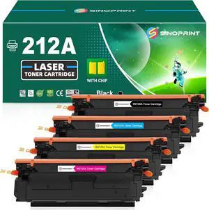 Ennovor 212A Toner Cartridges Replacement for HP 212A W2120A Works with Color Laserjet Enterprise M554 M555 Series Color Laserjet Enterprise MFP M578 Series (4 Packs Color)