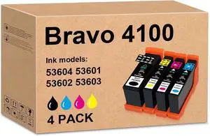 Ennovor 53606 Ink Cartridge Replacement for Primera 53601 53602 53603 53604 Black and Color Ink with Primera Bravo 4100 Series Printers (4 Pack, 1Black,1Cyan,1Magenta,1Yellow)