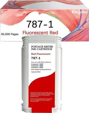 Ennovor Kingmo 787-1 Red Fluorescent Ink Cartridge Replacement for PB 787-1 787 Postage Machine Ink Replacement for PB SendPro Connect+ 1000 2000 3000 Printer High Capacity (1-Pack, 65000 Pages)
