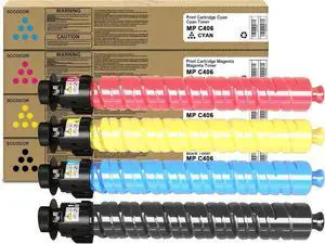 Ennovor MPC406 MPC306 Toner Cartridge Set Replacement for Ricoh MP C406 MP C306 MP C307 MP C407 Printer.842091 842092 842093 842094 Black Cyan Magenta Yellow 4-Pack
