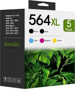 Ennovor 564XL Ink Cartridges High Yield (5-Pack, 2Black/1Cyan/1Magenta/1Yellow) Replacement for HP Ink 564 564XL for PhotoSmart 7520 6520 5520 6510 7515 7525 DeskJet 3520 3522 Printer