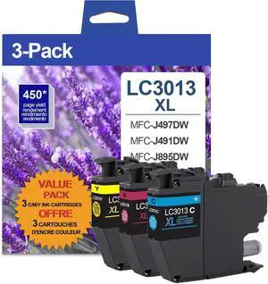 Ennovor LC3013 XL Ink Cartridges (3-Pack) Cyan/Magenta/Yellow Compatible for Brother Printers High Yield - Replacement for Brother MFC-J491DW MFC-J497DW MFC-J690DW MFC-J895DW, LC30133PKS