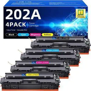 Ennovor 202A Toner (4-Pack with Chip) Replacement for HP 202A Toner Cartridges Works with Color Pro MFP M280nw M281fdn M281fdw M281cdw M254nw M254dw M254dn Printer | CF500A CF501A CF502A CF503A