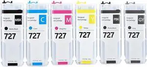 Ennovor 300ML Refillable Ink Cartridge with Permanent Chip Compatible with 727 727XL Compatible with DesignJet T920 T930 T1530 T2500 T2530 T1500 Printer