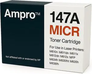 Ennovor Ampro 147A MICR Toner Cartridge I W1470A MICR Compatible Replacement Cartridge for use in HP Laser Printers M610, M611, M612 Series, MFP M634, M635, M636 Series | W1470A Prints 10.500 Pages.