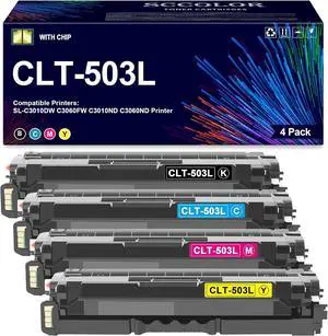 Ennovor High Yield CLT-503L Toner Cartridge Compatible CLT503L CLT-K503L CLT-C503L CLT-M503L CLT-Y503L Toner Cartridge Replacement for Samsung ProXpress SL-C3010DW C3060FW C3010ND C3060ND Printer