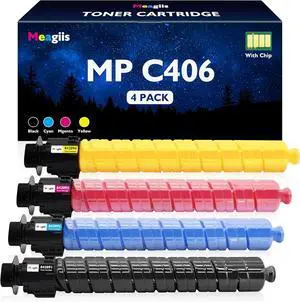 Ennovor Compatible MP C406 Toner Cartridge Replacement for Ricoh MP C306 C307 C406 C407, High Yield, 4-Pack (Black, Cyan, Magenta, Yellow)