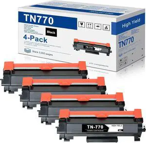 Ennovor TN-770 TN770 Super High Yield Black Toner Cartridge Replacement for Brother TN 770 Toner Cartridge with Approximately 5,000 Page Yield/Cartridge MFC-L2750DW/DWXL HL-L2370DW/DWXL 4-Pack