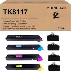 Ennovor Remanufactured TK-8117 TK8117 TK-8117K TK-8117C TK-8117M TK-8117Y Toner Cartridge Works for Kyocera ECOSYS M8124cidn M8130cidn Printers (4-Pack)