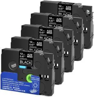 Ennovor 5pk White On Black Aze 335 Label Tape Compatible with TZe 335 Printer