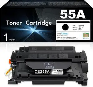 Ennovor 1-Pack 55A Black Toner Cartridge Replacement for HP 55A CE255A 55X CE255X for Laser P3015dn P3015n P3015d Pro MFP M521dn M521dw Enterprise 500 MFP M525dn Series Printer