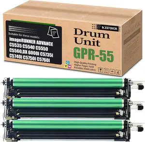 Ennovor Compatible High Yield Drum Unit 0488C003BA Replacement for Canon GPR-55 , for C5535 C5540 C5540i C5550 C5550i C5560 DX 6000i C5735i C5740i Printer (3Pack Cyan+Yellow+Magenta)