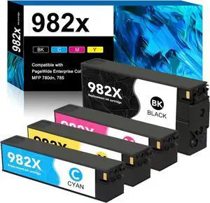 Ennovor 982X Ink Cartridges Compatible for HP 982X T0B30A T0B27A T0B28A T0B29A Ink Cartridge Work for HP PageWide Enterprise Color 765dn Flow MFP 785f 785zs MFP 780dn 780dns Printer