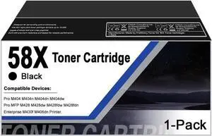 Ennovor 58X Black Toner Cartridges 1-Pack Compatible 58X CF258X 58A CF258A Toner Cartridges Replacement for MFP M428fdw M428fdn M428dw M404 M428 Pro M404n M404dn M404dw Printer