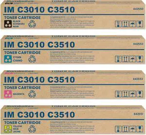 Ennovor IM C3010 C3510 High-Yield Toner Cartridges 842550 842553 842552 842551 IMC3010 IMC3510 Toner Replacement for Ricoh IM C3010 IM C3510 Printer Ink 4-Pack (Black Cyan Magenta Yellow)