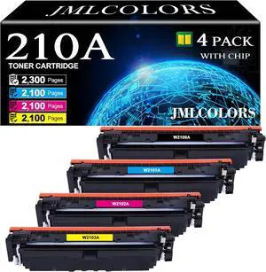 Ennovor 210A Toner Cartridges (with Chip) Compatible Replacement for HP 210A Toner Cartridges 4 Pack (W2100A W2101A W2102A W2103A) 210X Works with MFP Pro 4301fdw Toner 4301fdn 4201dn 4201dw Printer