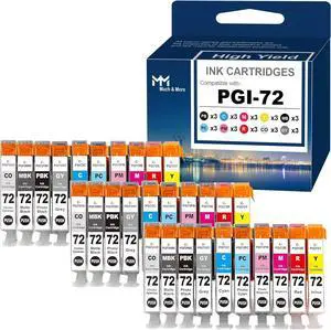 Ennovor MM MUCH & MORE Compatible PGI-72 Ink Cartridge Replacement for Canon PGI72 PGI-72 Work for Pixma Pro-10 Pro-10s Pro10s Pro10 Printers (30-Pack, 3-Set, MBK/PBK/C/M/Y/PM/PC/R/GY/CO)