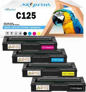 Ennovor High Capacity C125 Toner Cartridges with Chip Replacement for Ricoh C125P C125MF C125 P C125 MF Printer(4-Pack Black Cyan Magenta Yellow)