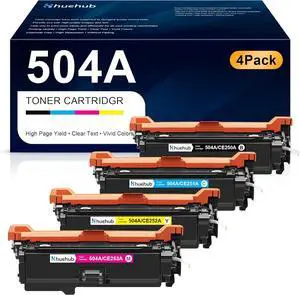 Ennovor 504A Toner Cartridge Replacement for HP 504A CE250A CE251A CE252A CE253A Toner for Color CP3525 CP3525n CP3525dn CP3525x CM3530 CM3530fs MFP Printer, (Black Cyan Magenta Yellow, 4 Pack)