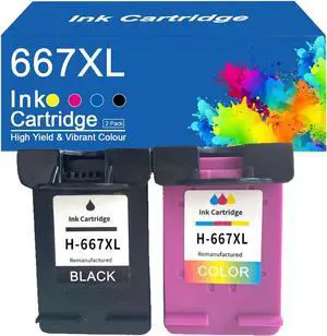 Ennovor 667XL Ink Cartridges Compatible for HP 667XL 667 Ink Cartridges Work for HP DeskJet 1255 2721 2722 2723 2724 2725 2700 2732 2752 2755 4120 4122 4125 4132 4135 Printe
