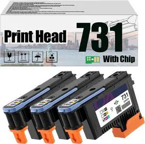 Ennovor 731 P2V27A Print Head, Compatible for HP DesignJet T1700 T1708 Plotter Printers  High Print Volume with Chip Combo Pack