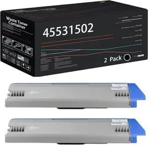 Ennovor 45531502 Waste Toner Container Compatible for Okidata OKI C911dn C931dn C931e C941dn C941e C942 Printers, with Chip, High Yield 50000 Pages, High-Definition Printing (2-Pack Black)