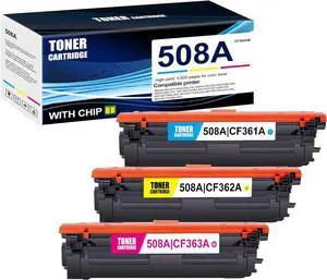 Ennovor 3-Pack C/M/Y 508A CF360AM Toner Cartridge: Compatible 508A CF361A CF362A CF363A Replacement for HP M552dn M553n M553dn M553x M553dh MFP M577dn MFP M577z MFP M577f MFP M577c MFP M577dnm Printer