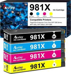 Ennovor Remanufactured 981X Ink Cartridge Black Color Replacement for HP 981X 981A for HP PageWide Enterprise Color 556, 556dn, 556xh, MFP 586, MFP 586z, MFP 586dn, MFP 586f (4 Pack)