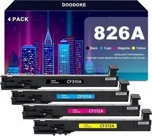 Ennovor 826A CF310A CF311A CF313A CF312A Black Cyan Yellow Magenta Toner Cartridge Compatible for HP M855 M855dn M855x M855xh Printers, | 31,500 Pages | 4 Pack