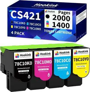 Ennovor 78C10K0 78C10C0 78C10M0 78C10Y0 Toner Cartridge Replacement for Lexmark CS421 CS521 CS622 CX421 CX522 CX622 CX625 CS421dn CS521dn CS622de CX421adn CX522ade CX622ade CX625ade Printer (4-Pack)