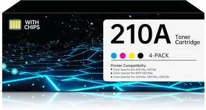 Ennovor 210A 210X Toner Cartridges 4 Pack (with Chip) Replacement for HP 210A 210X W2100A W2101A W2102A W2103A | to Use with HP Color Laserjet Pro 4201dn 4201dw MFP 4301fdw 4301fdn 4301dw (4 Pack)