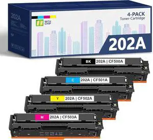 Ennovor 202A Toner Cartridges 4 Pack Replacement for HP 202A CF500A 202X Color Pro MFP M280nw M281fdn M281fdw M281cdw M254nw M254dw M254dn Printer (Black Cyan Yellow Magenta, 4-Pack)