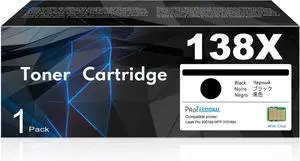Ennovor 138X Black High Yield Toner Cartridge 1-Pack (with Chip) Replacement for HP 138X W1380X Toner 138A Toner Works with Laser Pro 3001dw Laser Pro MFP 3101fdw Printer