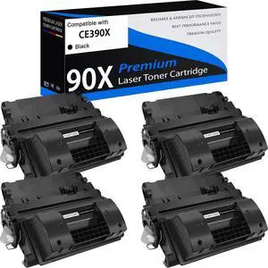Ennovor 4 Pack Compatible for HP 90X CE390X Toner Cartridge Black for Laserjet M602x M602n M602dn M603n M603dn M4555f M4555h M4555fskm