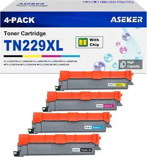Ennovor TN229XL TN-229XL TN229 XL Toner Cartridge Compatible for MFC-L3780CDW MFC-L3720CDW HL-L3280CDW HL-L3220CDW MFC-L3765CDW HL-L3300CDW HL-L3295CDW Printer TN229XLBK/C/M/Y (4 Pack)