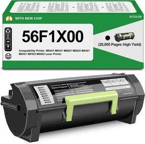 Ennovor 56F1X00 Toner Cartridges Extra High Yield Compatible 56F1X00 Black Toner Cartridge Replacement for Lexmark MS421 MS521 MS621 MS622 MX421 MX521 MX522 MX622 Laser Printer(20,000 Pages)