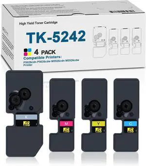 Ennovor TK5242 TK-5242 Toner Cartridge TK-5242K TK-5242C TK-5242M TK-5242Y Toner Replacement for Kyocera TK5242 ECOSYS P5026cdn P5026cdw M5526cdn M5526cdw Printer(4-Pack, Black Cyan Magenta Yellow)