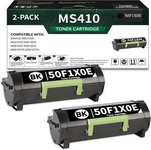 Ennovor 2 Pack MS410 501XE(50F1X0E) High Yield Toner Cartridge Compatible for Lexmark MS410d MS410dn MS415dn MS510dn MS610de MS610dn MS610dte MS610dtn Printer (11,200 Page Yield)