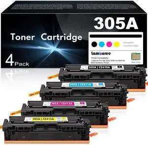 Ennovor 305A Black, Cyan, Magenta, Yellow Toner Cartridges (4-Pack) | Replacement for HP 305A Toner Works with Laserjet Pro 300 M351, 300 MFP M375, 400 M451, 400 MFP M475 | CE305AQ1